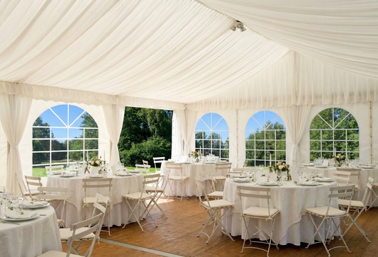 White marquee lining and leg curtain pack for 6x14m marquee