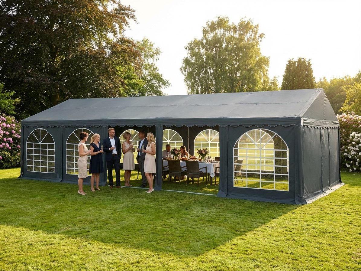 Dark grey PVC marquee with steel frame for outdoor events - view 3