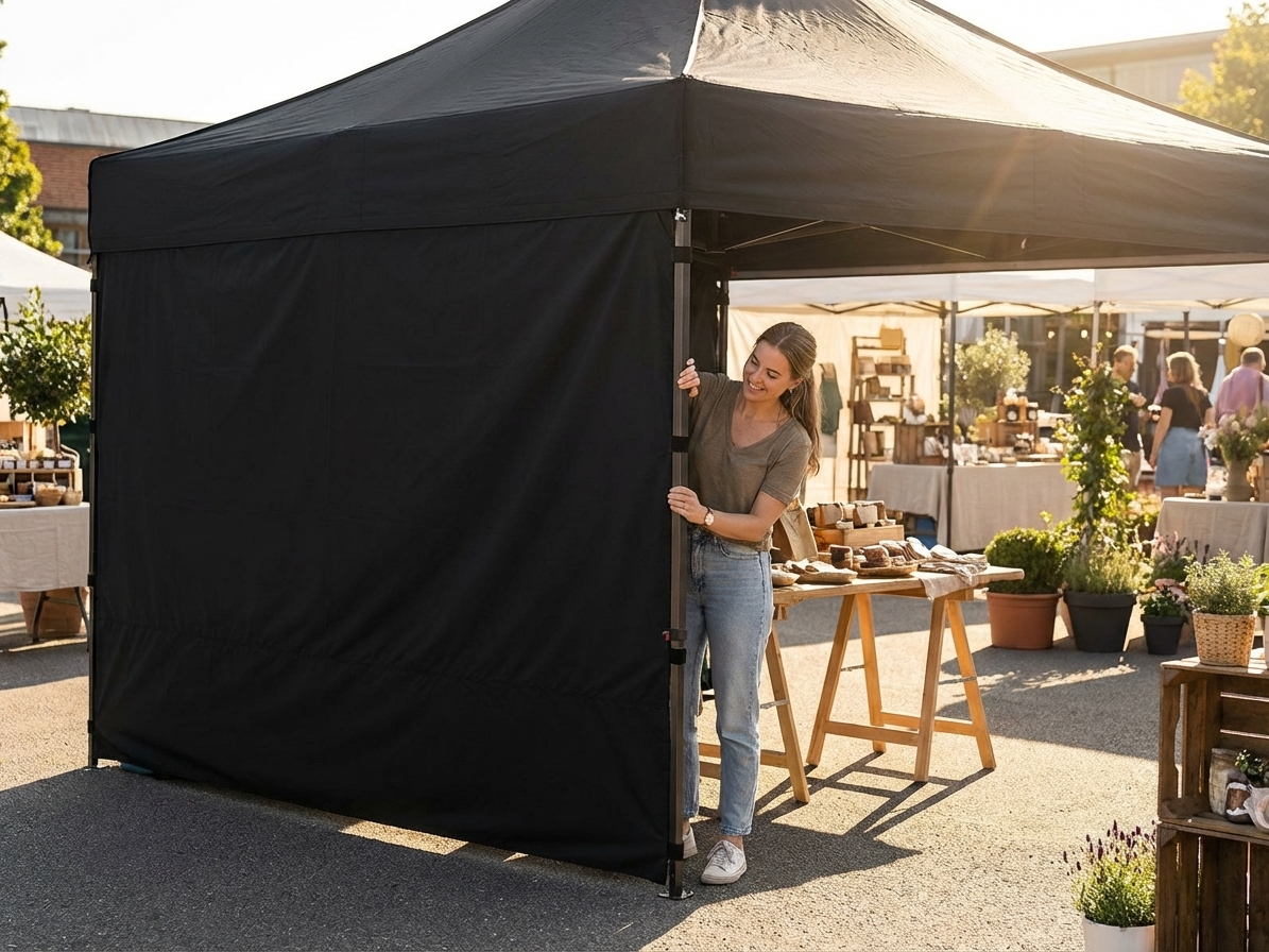 Half sidewall in black for outdoor gazebo use