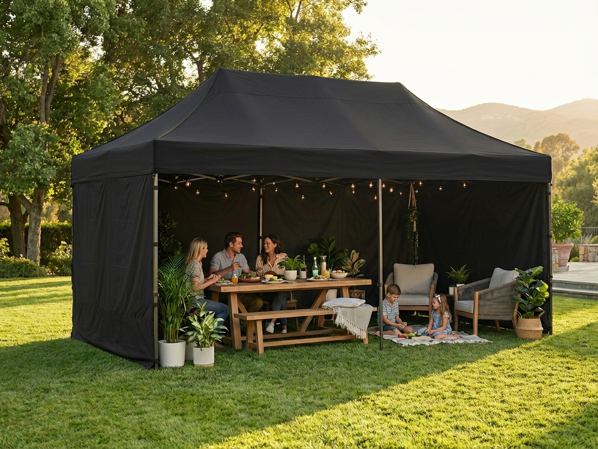 Black pop-up gazebo with aluminium frame 4x4m for outdoor events - product detail