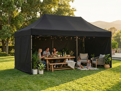 Black pop-up gazebo with aluminium frame 4x4m for outdoor events - product detail