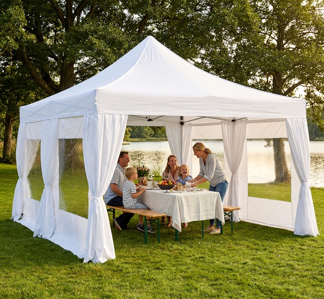White Pop Up Gazebo 4x6 m with Aluminium Frame