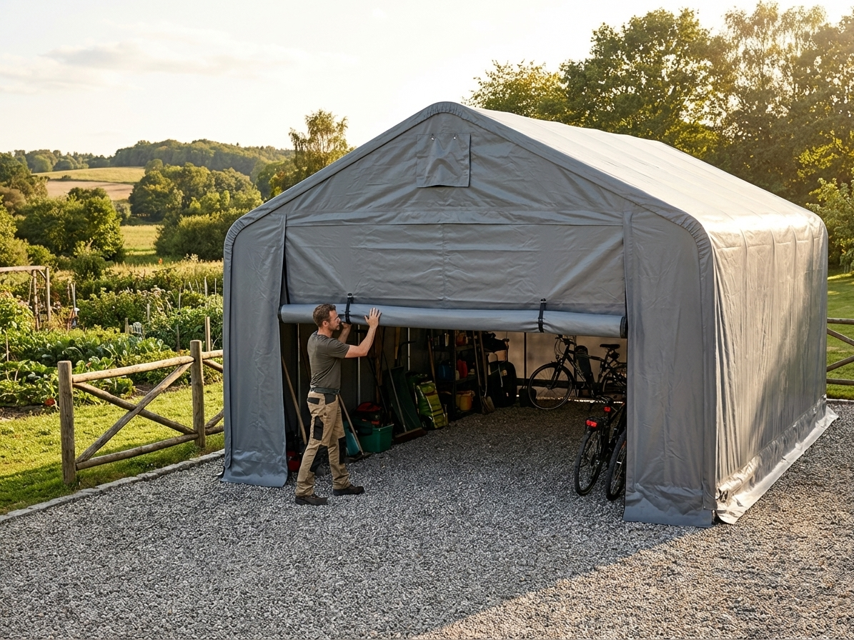 Grey Storage Shelter Endwall/Door made of Polyethylene - view 3