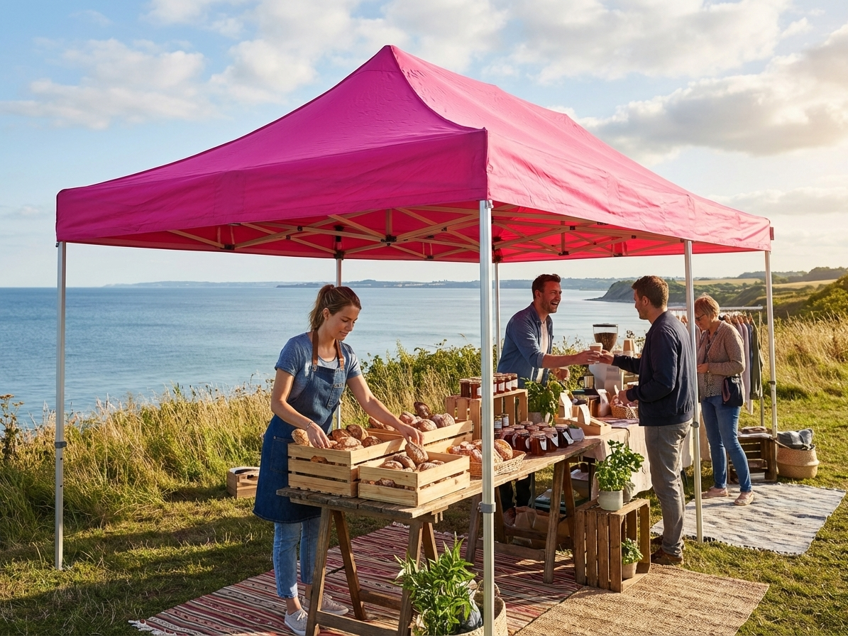 Pink pop-up gazebo with aluminium frame for outdoor use - product detail