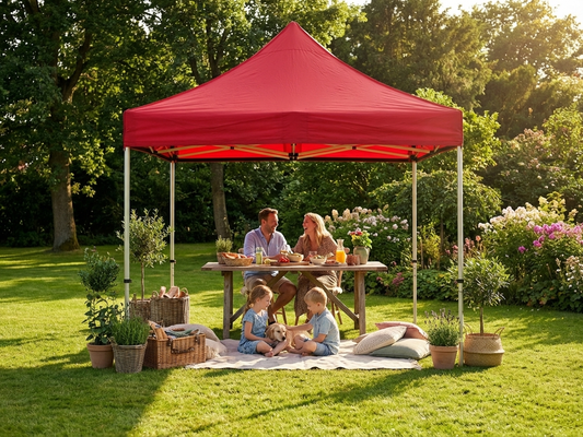 Red pop up gazebo 3x3 m with aluminium frame