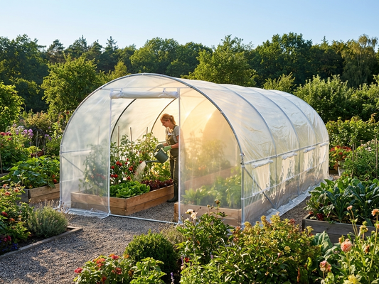 Transparent Polytunnel Greenhouse 4x6.6m with Galvanised Steel Frame