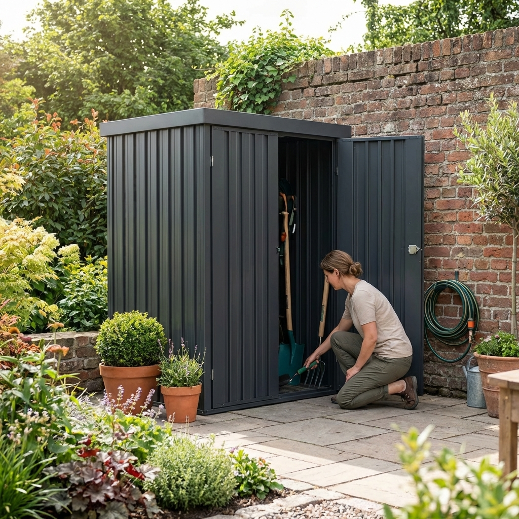 Anthracite Metal Garden Shed for Outdoor Storage - product detail