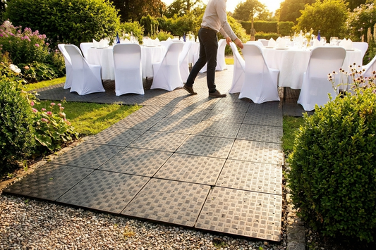 Recycled PE flooring in anthracite, eco-friendly and durable