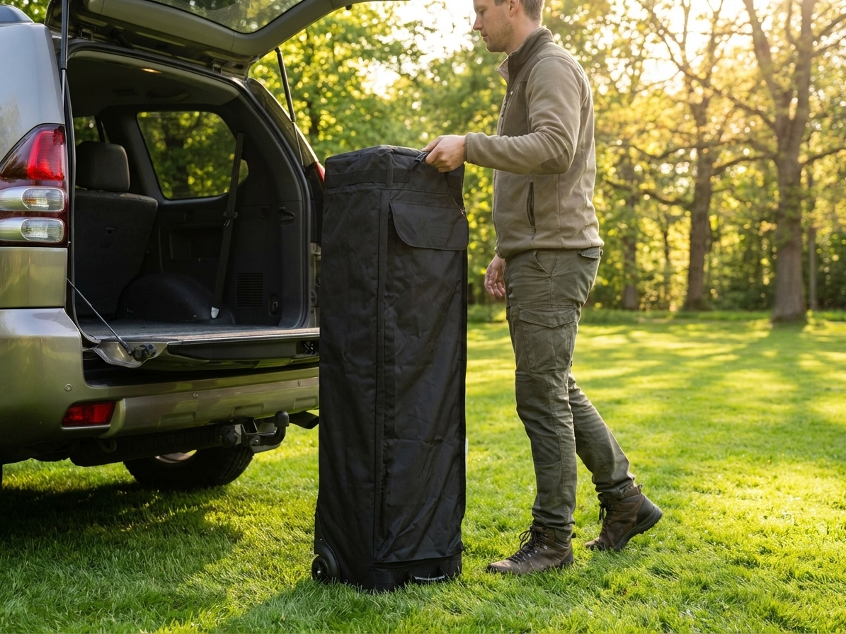 Black carry bag with wheels for Flextents, 600D Polyester