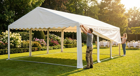 White PVC marquee roof cover 5x8m for event use