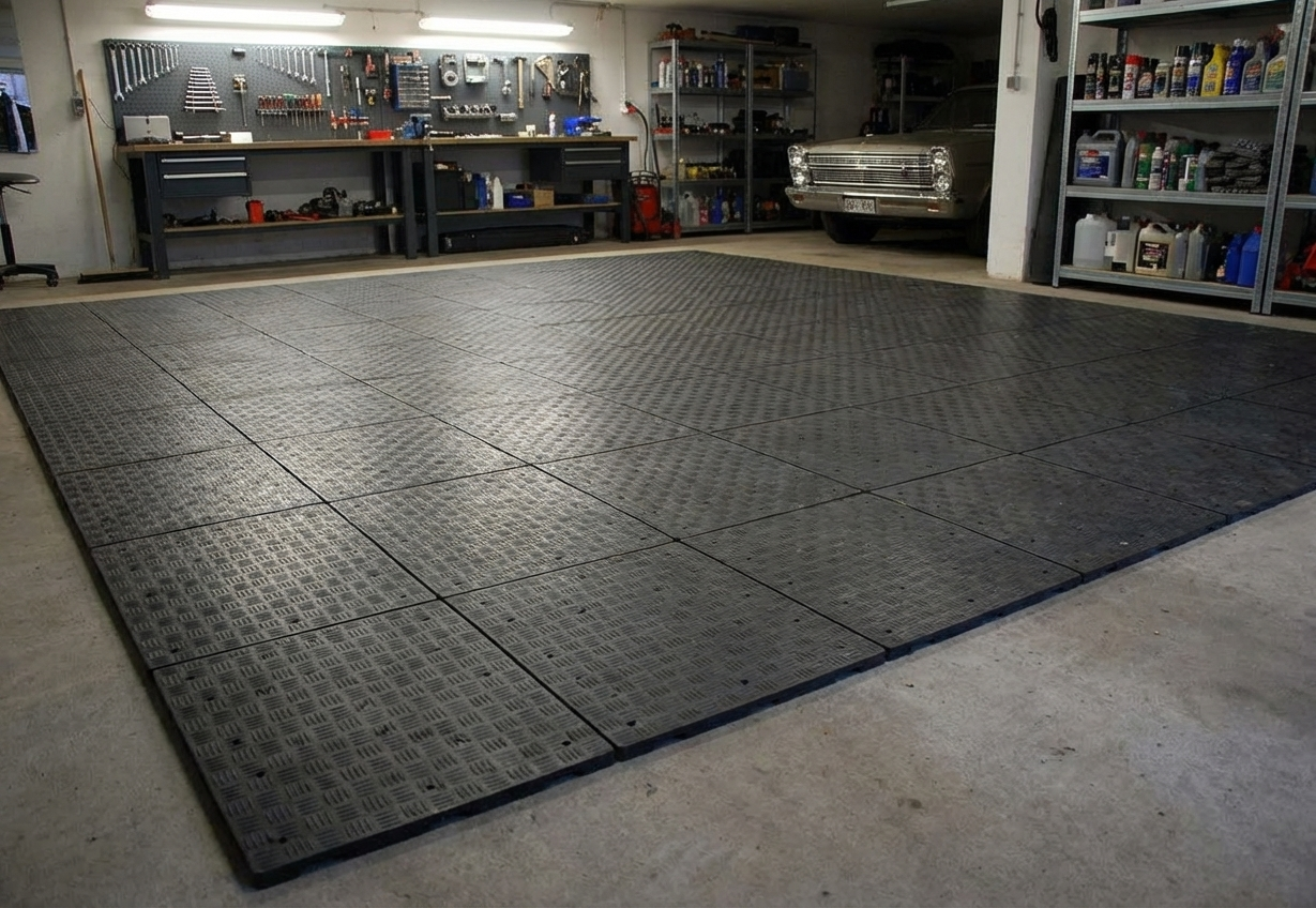 Anthracite recycled PE flooring suitable for indoor and outdoor use