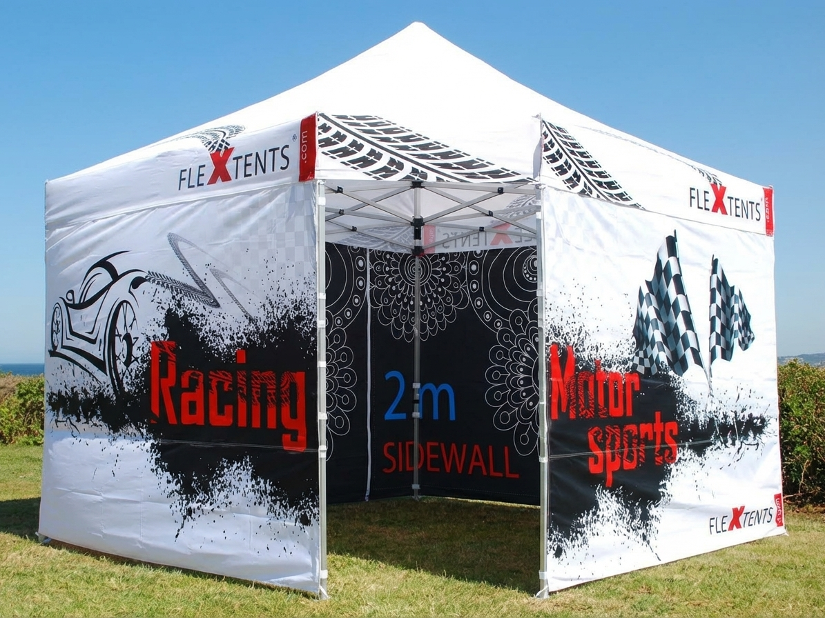 White printed sidewall, 2m, Supertex polyester for outdoor events - product detail