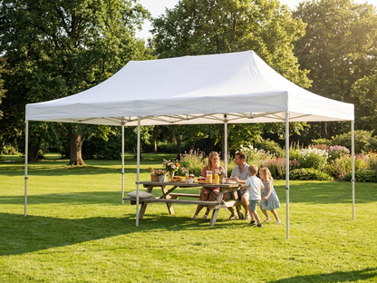 White pop-up gazebo with a heavy-duty PVC roof, ideal for outdoor events - product detail