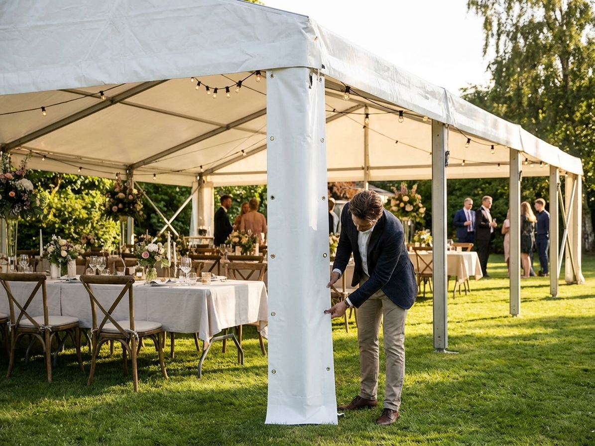 White PVC leg cover for marquees - product detail