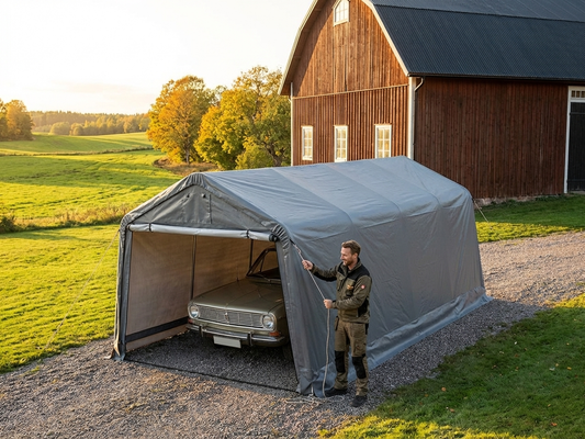 PVC roof cover for portable garage in grey - product detail