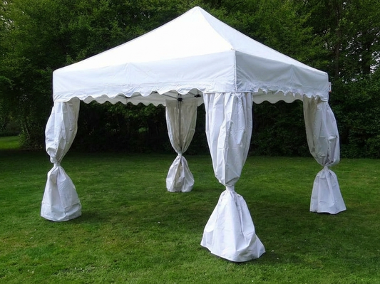 White steel gazebo curtains made from polyester with PVC backing