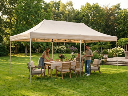 Pop up gazebo in latte colour with steel frame, 4x8m size - product detail