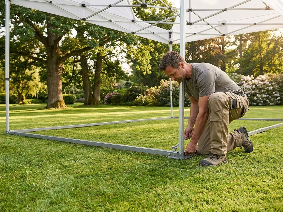 Steel ground bar for event tents, 4x8 m size