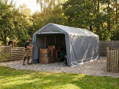 Grey PVC roof cover for storage shelter - product detail