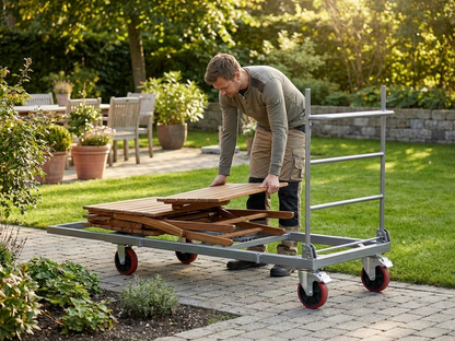 Grey table trolley with extendable length and steel frame - view 3