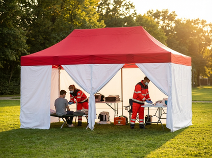 Pop Up Gazebo Red White Aluminium Frame for Medical Use - view 3