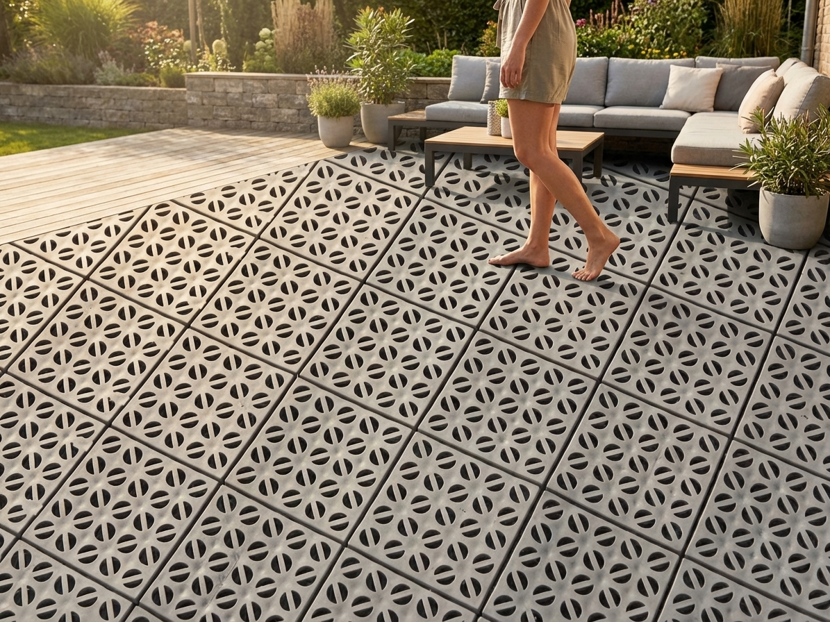 Grey plastic flooring - durable polyethylene for versatile use - product detail