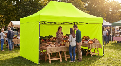 Neon yellow/green pop-up gazebo with aluminium frame for outdoor events