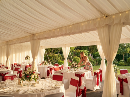 White marquee lining and leg curtain pack for a 5x12m space - view 3
