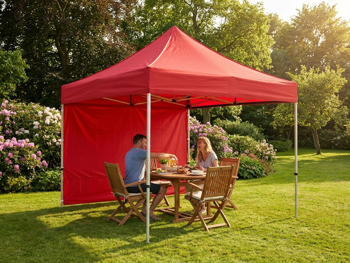 Pop up gazebo in red with aluminium frame for outdoor events
