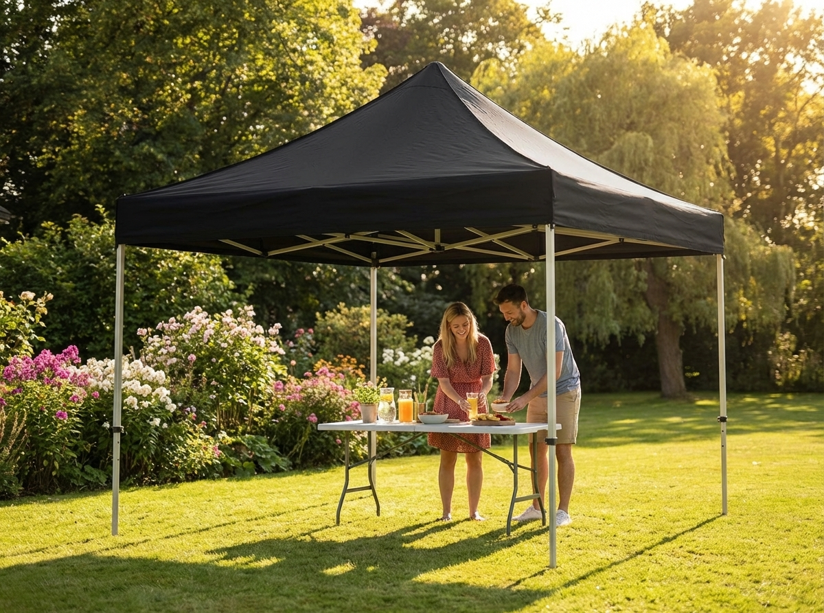 Black pop-up gazebo with steel frame for outdoor events - view 3