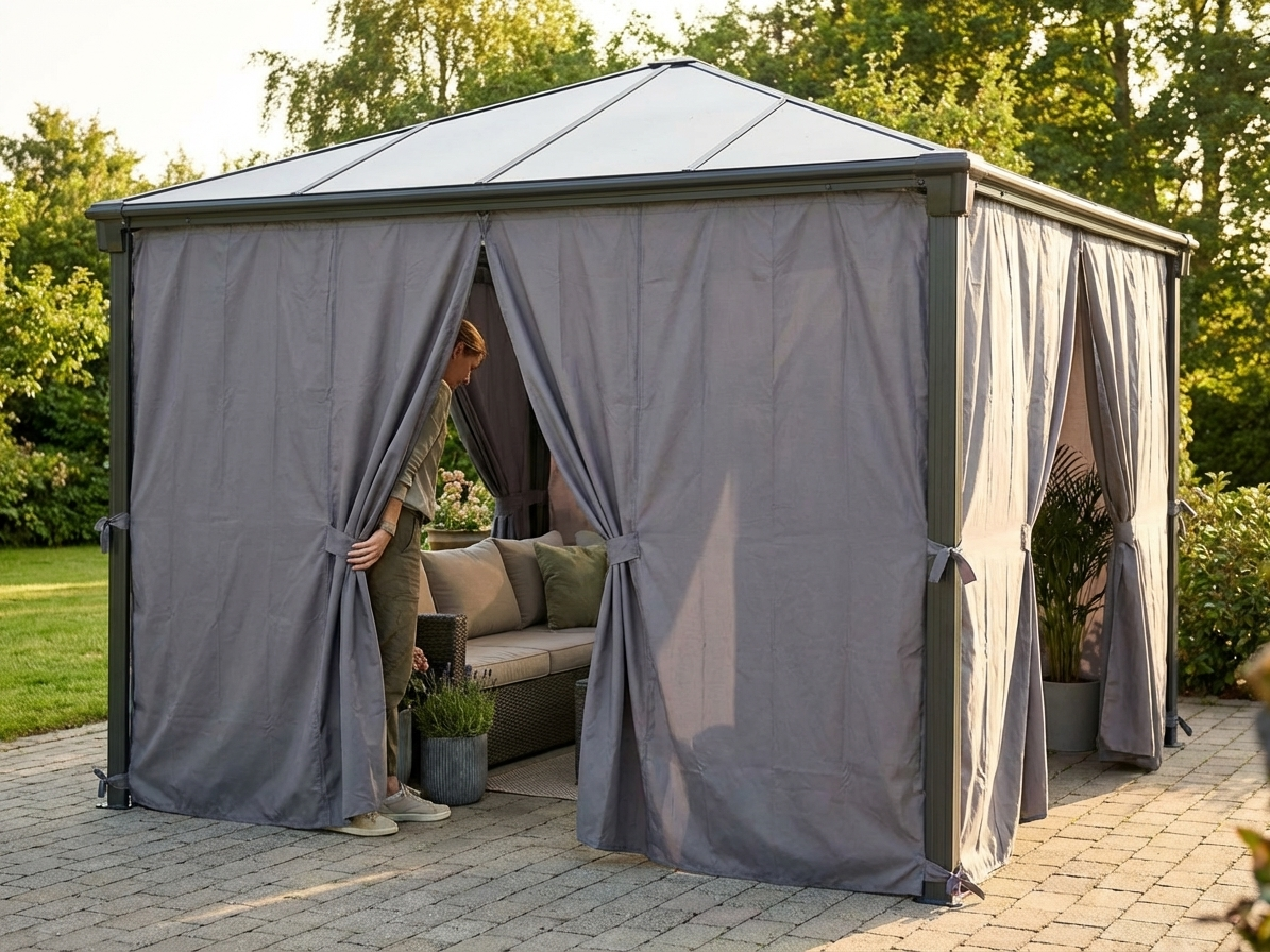 Polyester gazebo sidewalls in grey for outdoor use - product detail