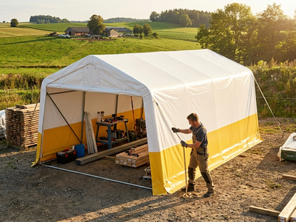 PVC Roof Cover 3.6x6 m White/Yellow for Storage Tents - view 3