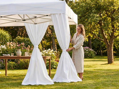 White steel gazebo curtains made from polyester with PVC backing - view 3