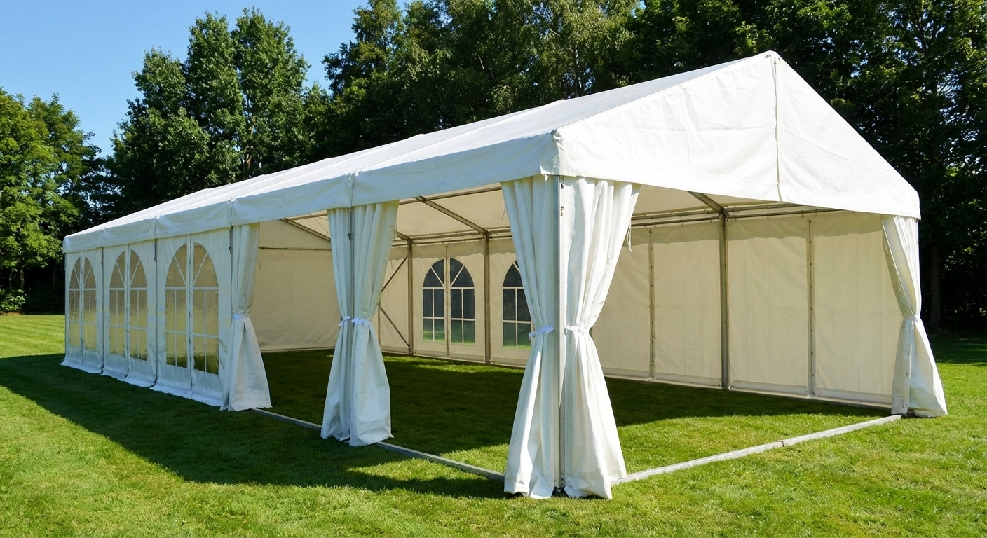 White PVC marquee 5x10m for outdoor events - product detail