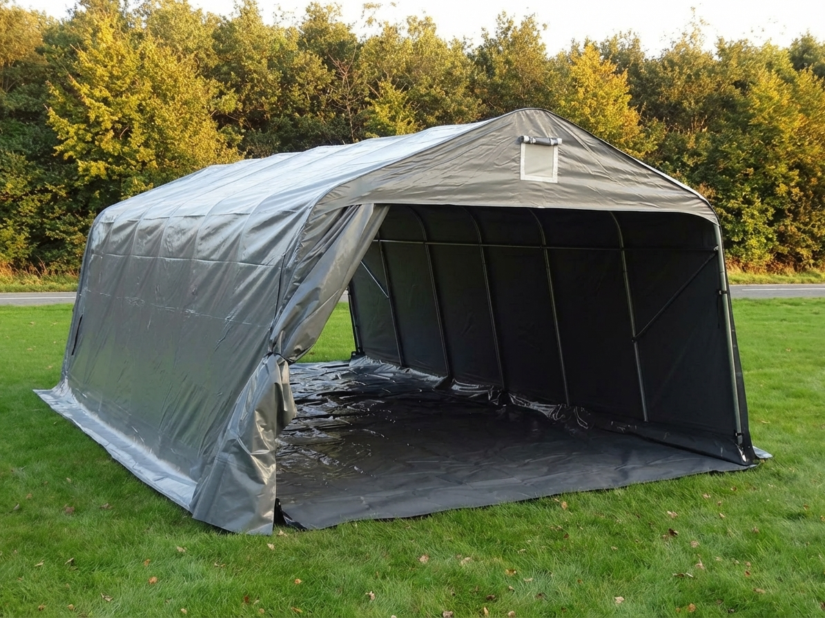 Portable grey PVC garage for outdoor storage - product detail