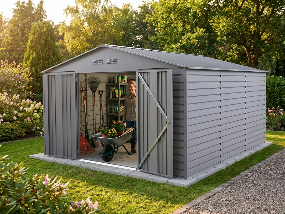 Aluminium grey garden shed for domestic use - view 3
