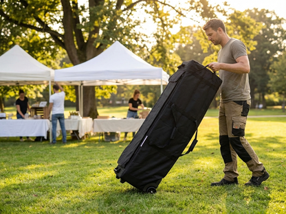 Black carry bag with wheels for easy transportation - view 3