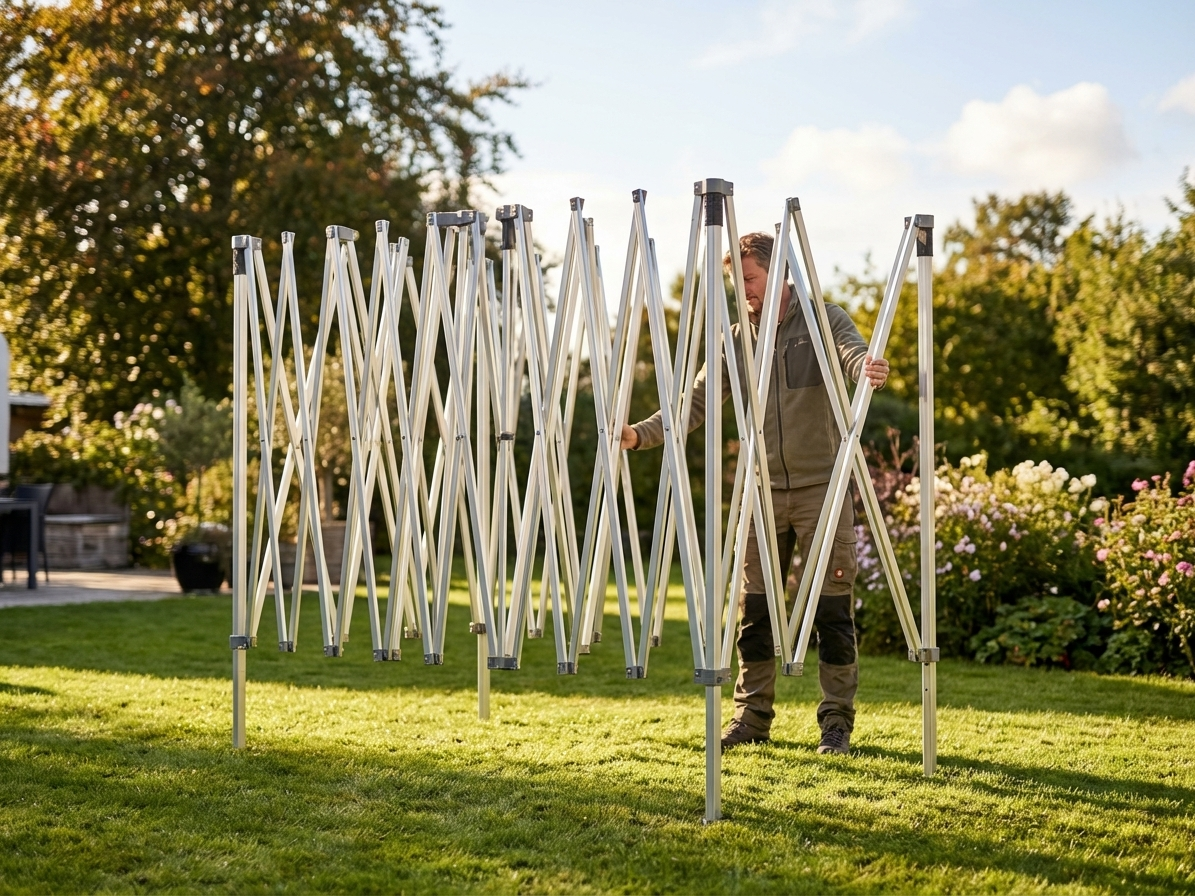 Silver aluminium gazebo frame with adjustable height for commercial use - view 3