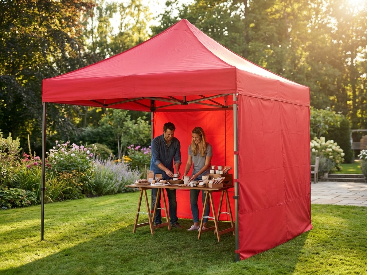 Red pop up gazebo with aluminium frame, 3x3m size - view 3