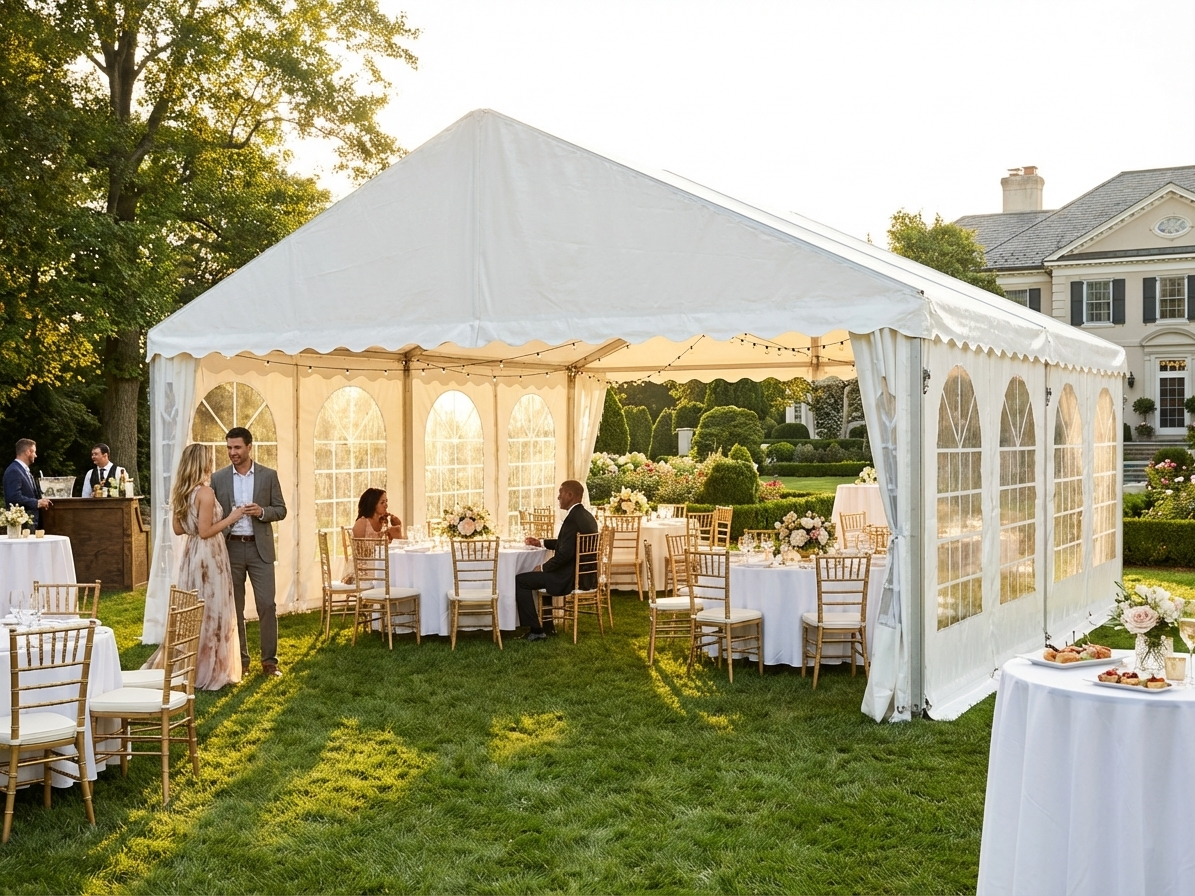White PVC Marquee 6x12 m with Aluminium Frame for Events