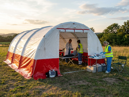 Inflatable medical tent in white and red, ideal for emergency use - view 3