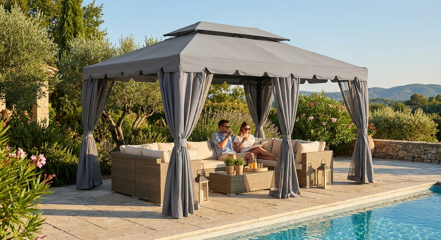 3x4 m grey gazebo suitable for outdoor events