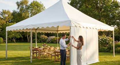 White PVC marquee roof cover 6x6 m for outdoor events