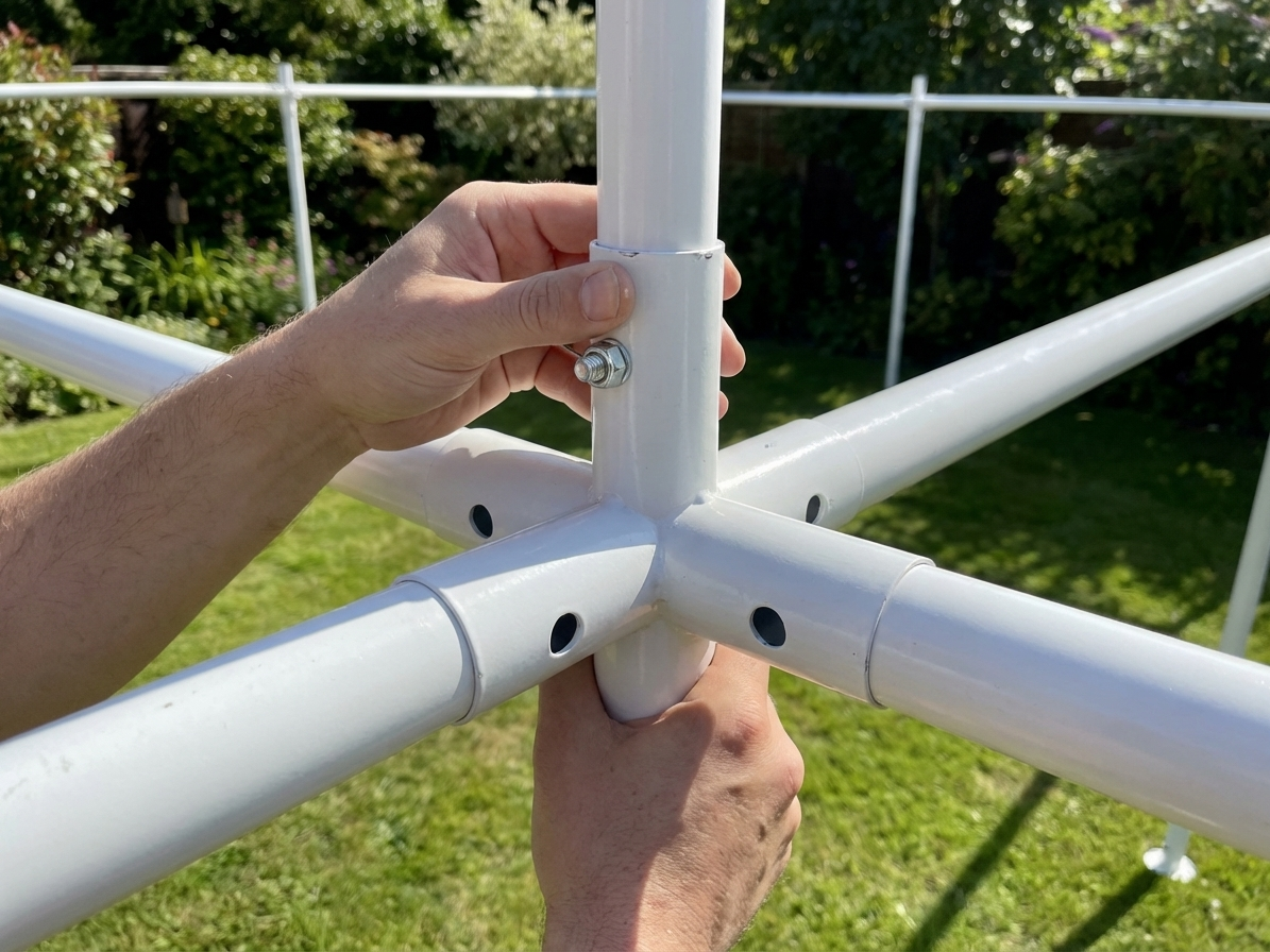 Steel 4-ways connector in silver for industrial use - product detail