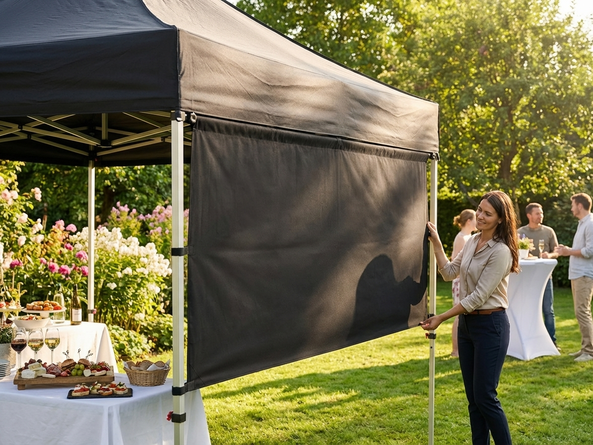 Half sidewall in black for outdoor gazebo use - product detail