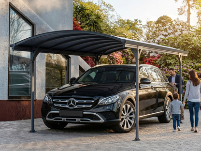 Grey Carport made of Aluminium and Polycarbonate - view 3