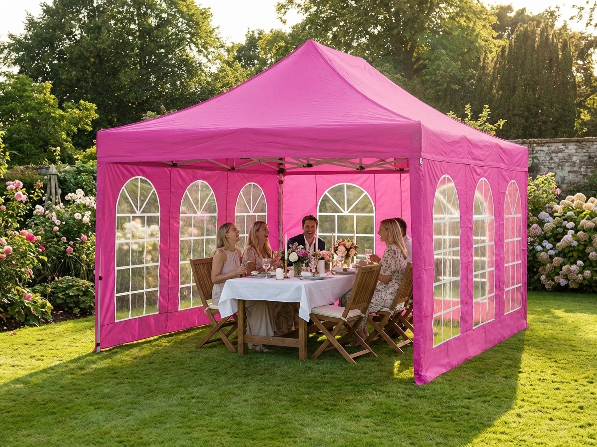 Pink pop-up gazebo 3x6m with aluminium frame for outdoor events