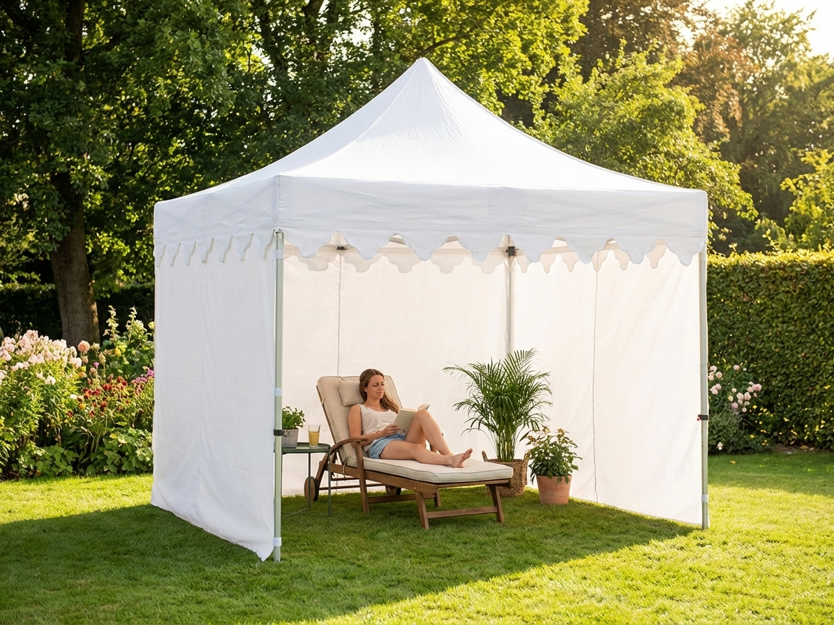 White pop-up gazebo with steel frame for outdoor events - view 3