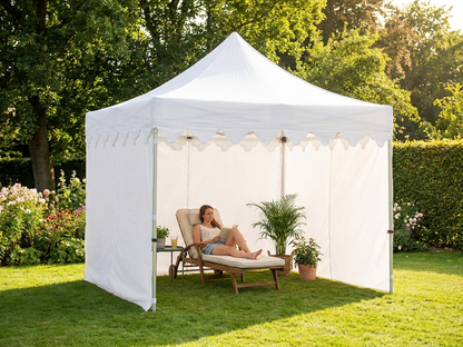 White pop-up gazebo with steel frame for outdoor events - view 3