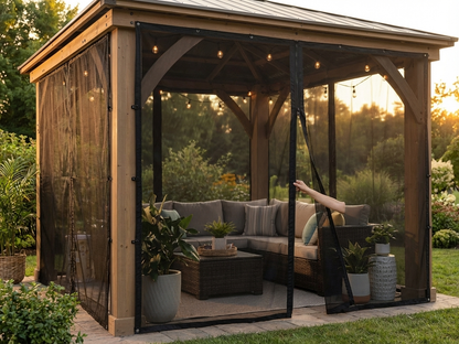 Black mesh curtain for a 3x3 m gazebo - view 3